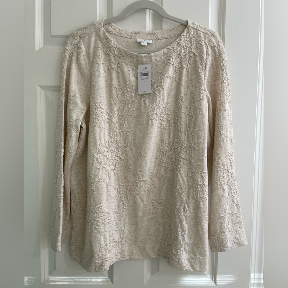 J.Jill cream long sleeve tee with pattern